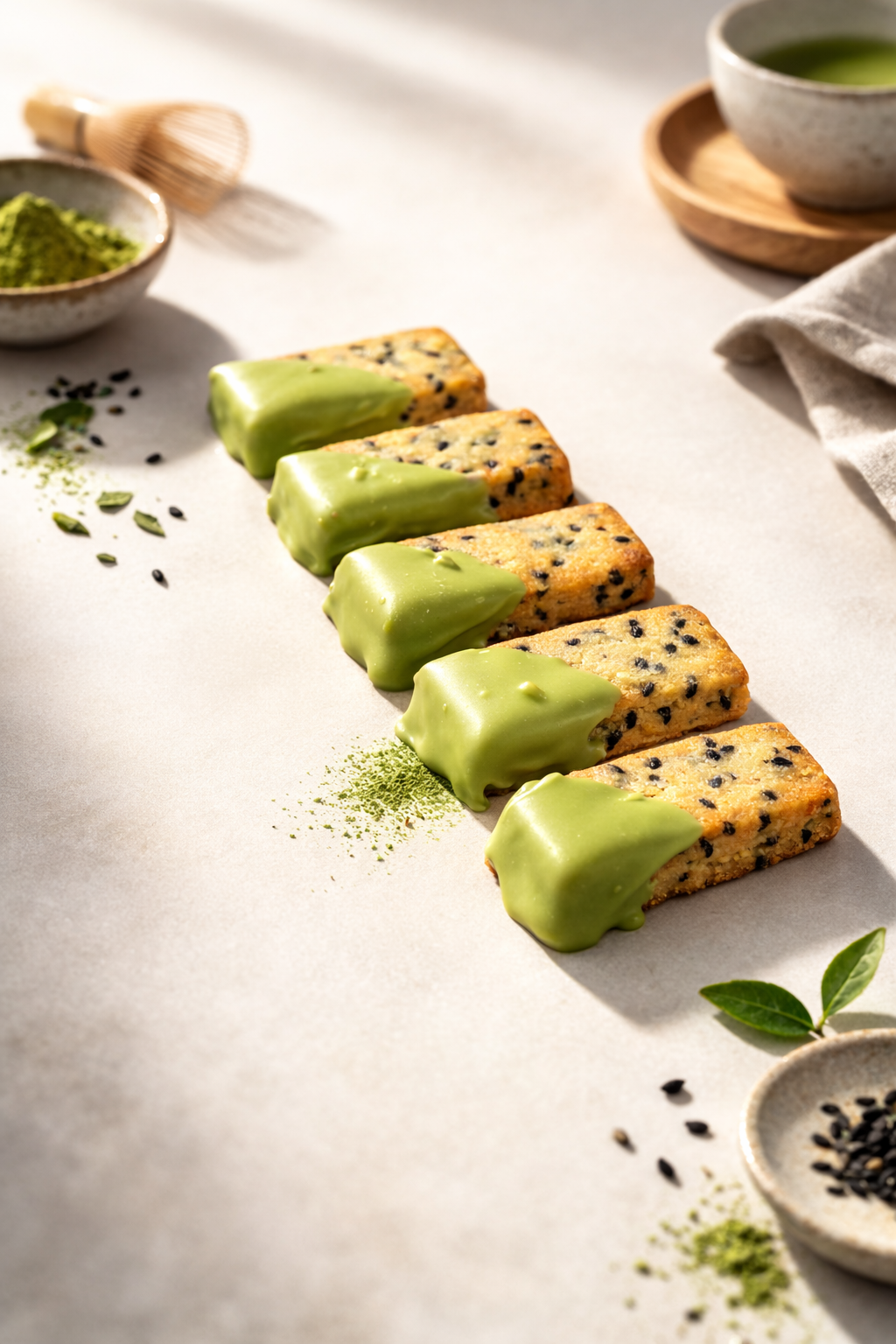 Matcha Black Sesame Cookie Sticks