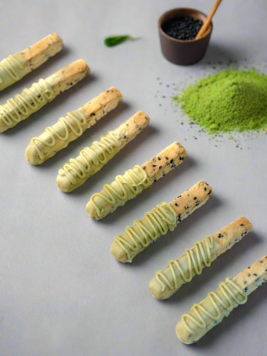 Matcha Black Sesame Cookie Sticks
