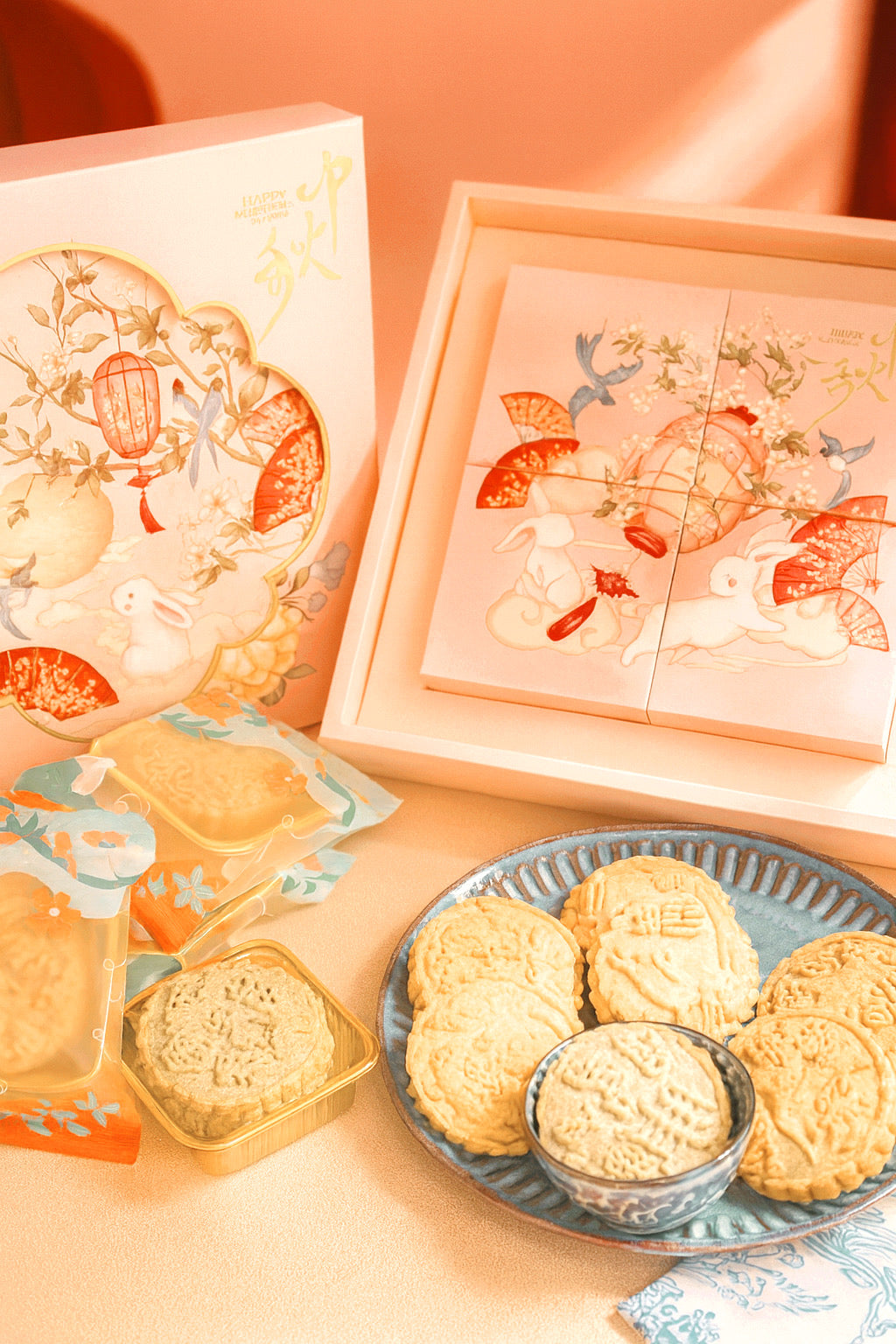 Handmade Mooncookies gift set – salted egg, black sesame, red bean, oolong almond
