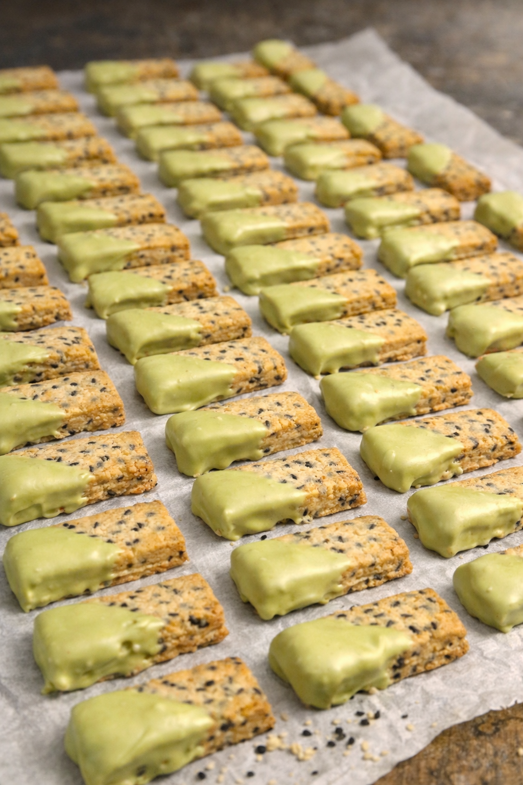 Matcha Black Sesame Cookie Sticks