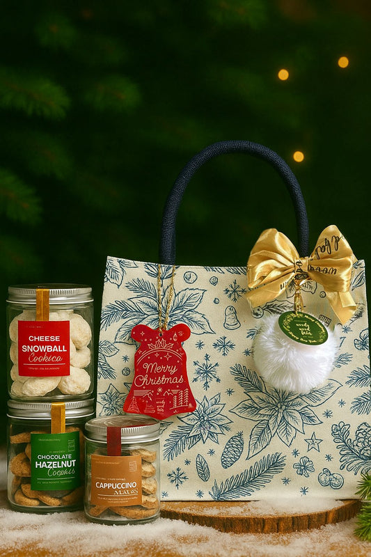 Winter Wonderland Christmas hamper — highly requested gift with 2 regular jars and 1 small jar in a reusable festive bag